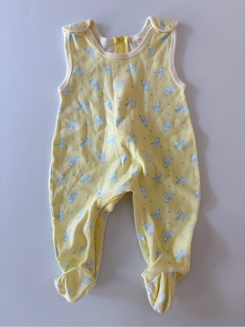 Le Top Baby Yellow Infant Romper One Piece Size 9 Months 100% Combed Cotton